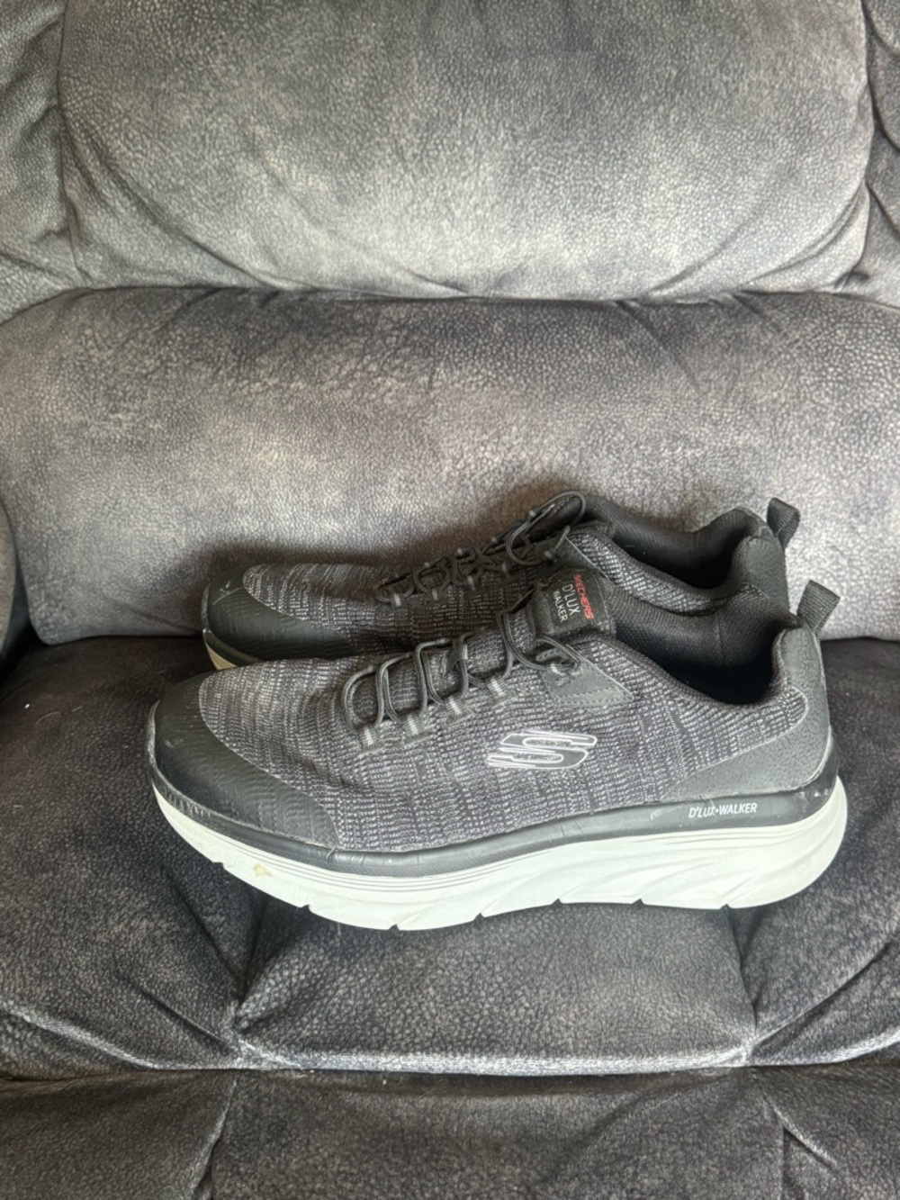 Skechers Men’s Black and White D'Lites Walker Slip-On Sneakers